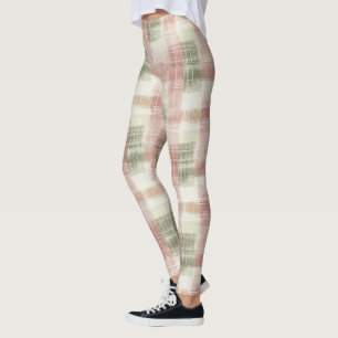Schicke rosa Minzcreme Karo Streifen Leggings