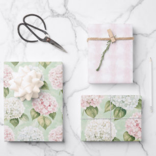 Schicke rosa romantische blaue weiße florale Braut Geschenkpapier Set