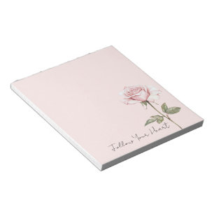 Schicke rosa Rosenblüte Notizblock