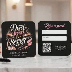 Schicke rosa Schrift Empfehlung Geschäftskarte QR- Quadratische Visitenkarte