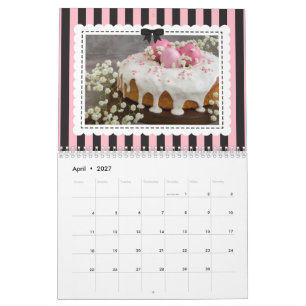 Schicke rosa schwarze Streifen Bogen Promo-Fotos Kalender