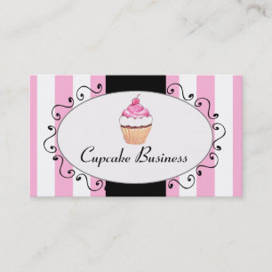 Schicke rosa Streifen Cupcake Bäckerei Geschäftska Visitenkarte