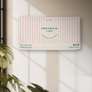 Schicke rosa Streifen Einfacher Bäckereiname Event Banner