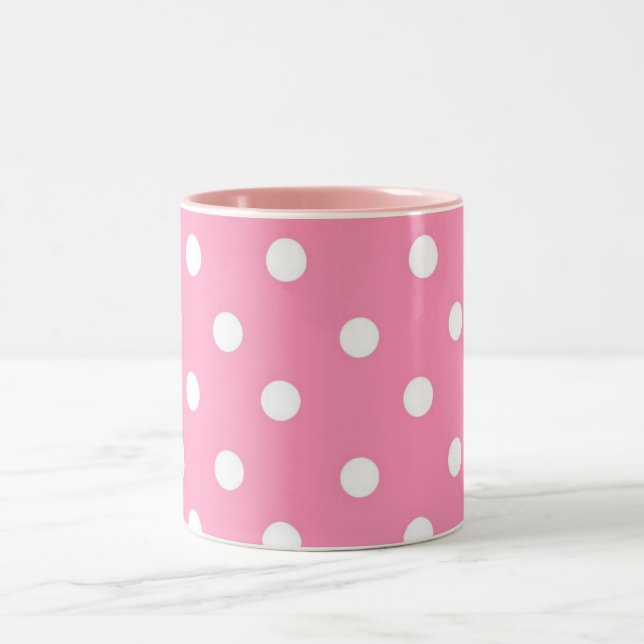 Schicke rosa Tupfen Zweifarbige Tasse (Mittel)