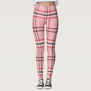 Schicke rosa und graue Karo-Mode Leggings