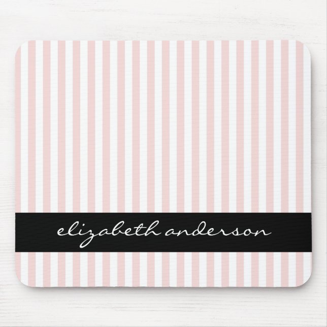 Schicke rosa und weiße Streifen Mousepad (Vorne)