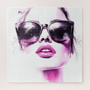 Schicke rosa Wasserfarbe Mode Frau Sonnenbrille