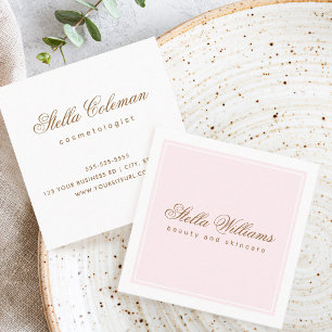 Schicke rosa weiße Schönheitspflege minimalistisch Quadratische Visitenkarte