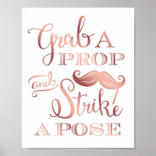 Schicke Rose Gold GRAB A PROP Foto Schild Druck