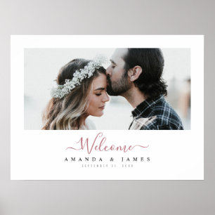 Schicke Rose Gold Horizontale Foto Hochzeits Begrü Poster