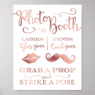 Schicke Rose Gold PHOTO BOOTH GREIF EIN PROP Schil Poster