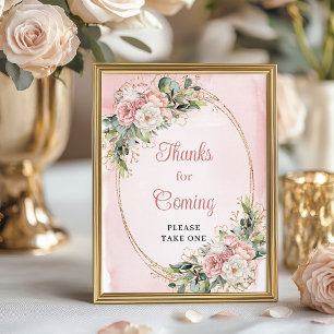 Schicke Roségold-Blumen-Grünpflanzen-Danke-fürs-Ko Poster