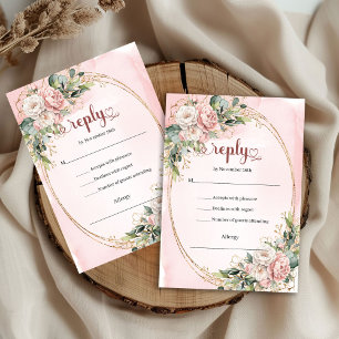 Schicke Roségold-Eukalyptus-Hochzeits-RSVP-Karte RSVP Karte