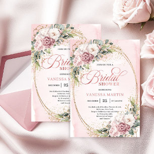 Schicke Roségold-Grün-Brautparty-Einladung Einladung