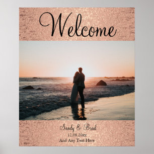 Schicke Roségold-Hochzeitsplakat mit individuellem Poster