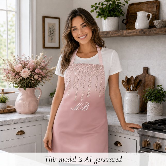 Schicke Roségold Schürze (elegant glam chic luxury pink rose gold diamond apron with custom monogram initials)