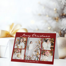 Schicke rote Frohe Weihnachten-Fotocollage gefalte