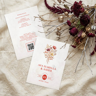 Schicke rustikale Wildblumen Brautstrauß-Hochzeit  Einladung