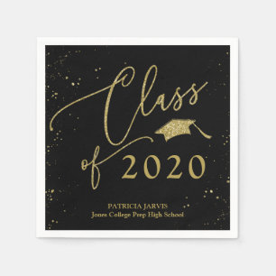 Schicke Schrift Graduierungsankündigung Gold Glitt Serviette