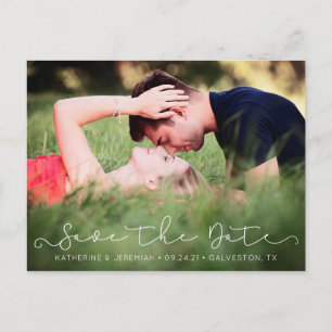 Schicke Schrift Save the Date Foto-Verlobung Postkarte