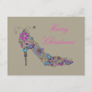 Schicke Schuh-Weihnachten -Postkarte / RSVP / Einl Postkarte