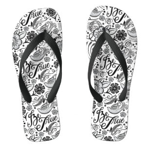 Schicke Schwarz-Weiß-Blumenmuster-Flip-Flops Flip Flops