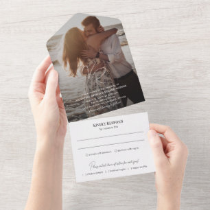 Schicke Schwarz-Weiß-Foto-Moderne Hochzeit All In One Einladung