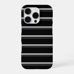 Schicke schwarz-weiß gestreifte iPhone 16 pro hülle