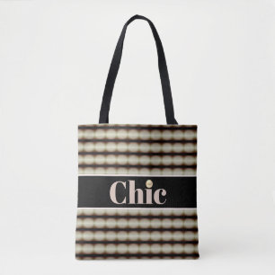 Schicke schwarze braune und beige gestreifte Tote  Tasche