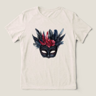 Schicke schwarze burgunderrote Floralmaske Tri-Blend Shirt