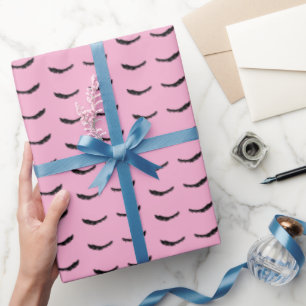 Schicke schwarze rosa Wimpern Glam Geschenkpapier