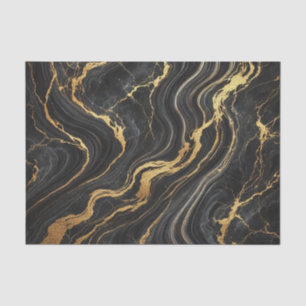 Schicke schwarze und goldene metallische Marmor-Op Seidenpapier