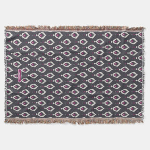 Schicke schwarze und violette Ikat-Stammesmuster Decke