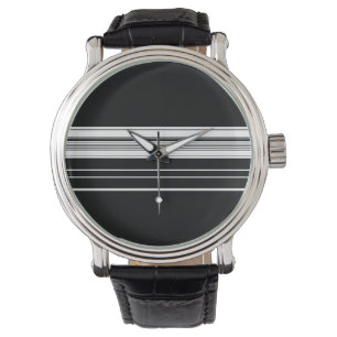 Schicke schwarze weiße gestreifte  armbanduhr