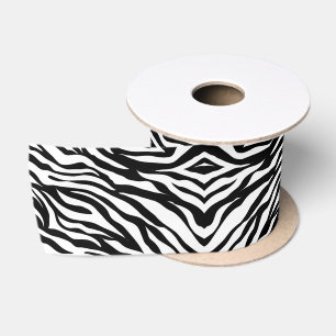 Schicke schwarze weiße Zebradruck-Safari-Geburtsta Satinband