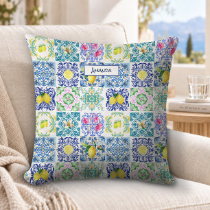 Schicke sizilianische Azulejo-Amalfi-Mittelmeerkac Kissen