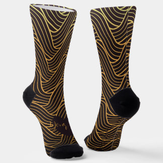 Schicke Socken mit Goldlinien-Muster – Fügen Sie I