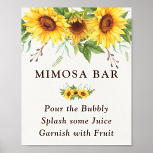 Schicke Sonnenblumen‑Mimosa‑Bar Hochzeit Brautpart Poster