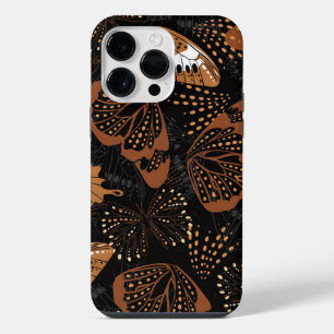 Schicke Terrakotta-Braun und Schwarz Schmetterling iPhone 14 Pro Max Hülle