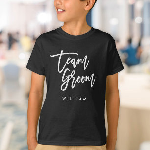 Schicke Trendige Bürste Weiße Schrift Team Groom T-Shirt