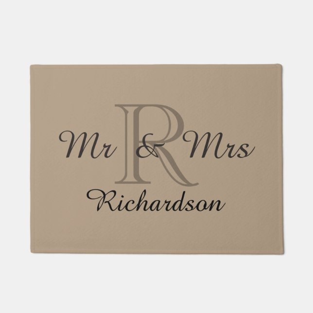 SCHICKE TÜR MAT_ " Herr u. Frau" _NAME/MONOGRAM Fußmatte (Vorderseite)