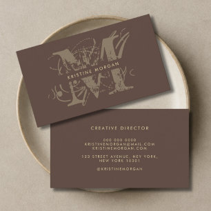 Schicke Typografie braunes Monogramm Name Visitenkarte