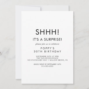Schicke Typografie-Überraschungsparty-Einladung Einladung