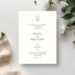 Schicke typografische Monogramm-Hochzeitseinladung Einladung