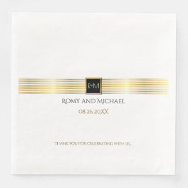 schicke und klassische Goldlinien Hochzeit Monogra Serviette