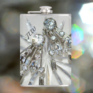 Schicke Vintage Art Deco Strasssteine Flachmann