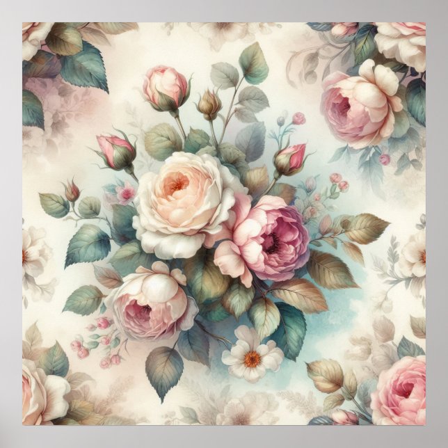 Schicke Vintage-Rose Poster (Vorne)