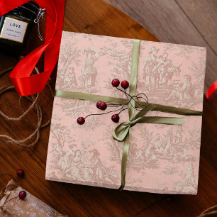 Schicke Vintage-Roségold-Toile-de-Jouy-Muster Geschenkpapier