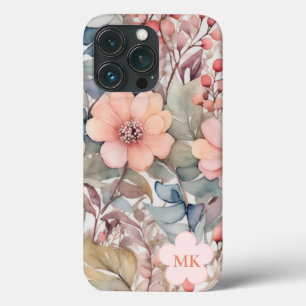 Schicke Vintage-Wildblumen-Wasserfarbe-Monogramm-N Case-Mate iPhone Hülle