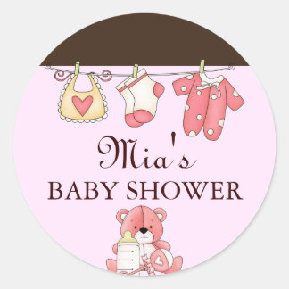 Schicke Wäscheleine-Baby-Shower-Aufkleber Runder Aufkleber
